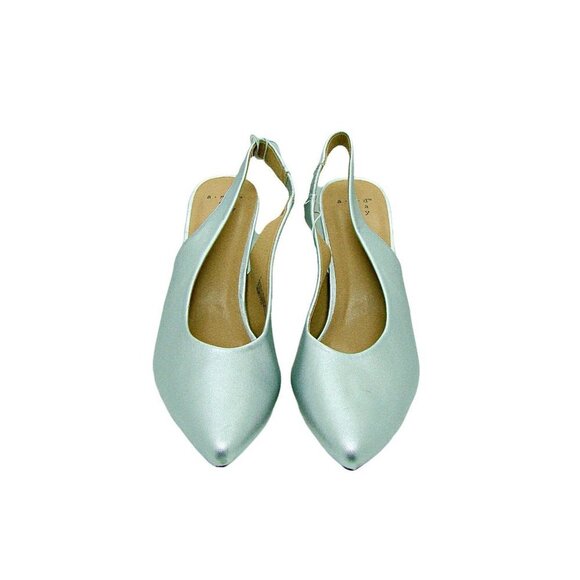 A New Day Nettie Silver Leather Pointed Toe Slingback Heels ACR68 Size 7 NWT - Picture 3 of 11